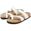 imagemysoft Womens Cork Footbed Sandals Double Adjustable Buckle Slide Sandals Slip On Walking Summer ShoesWhite