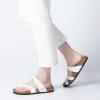 imagemysoft Womens Cork Footbed Sandals Double Adjustable Buckle Slide Sandals Slip On Walking Summer ShoesWhite