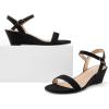 imagemysoft Womens Wedge Sandals 2 Inch Low Heel Open Toe Ankle Strap Summer Wedding Party Dress ShoesBlack Nubuck