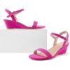 imagemysoft Womens Wedge Sandals 2 Inch Low Heel Open Toe Ankle Strap Summer Wedding Party Dress ShoesHot Pink