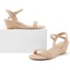 imagemysoft Womens Wedge Sandals 2 Inch Low Heel Open Toe Ankle Strap Summer Wedding Party Dress ShoesNude