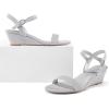 imagemysoft Womens Wedge Sandals 2 Inch Low Heel Open Toe Ankle Strap Summer Wedding Party Dress ShoesSilver