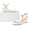 imagemysoft Womens Wedge Sandals 2 Inch Low Heel Open Toe Ankle Strap Summer Wedding Party Dress ShoesWhite