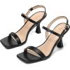 imagemysoft Womens Strappy Stiletto Heels Open Square Toe Ankle Strap Dress Shoes 3 Inch Kitten Heeled SandalsBlack Pu