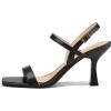 imagemysoft Womens Strappy Stiletto Heels Open Square Toe Ankle Strap Dress Shoes 3 Inch Kitten Heeled SandalsBlack Pu
