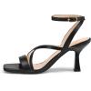 imagemysoft Womens Strappy Stiletto Heels Open Square Toe Ankle Strap Dress Shoes 3 Inch Kitten Heeled SandalsCrossblack Pu