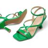 imagemysoft Womens Strappy Stiletto Heels Open Square Toe Ankle Strap Dress Shoes 3 Inch Kitten Heeled SandalsCrossgreen Patent