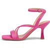 imagemysoft Womens Strappy Stiletto Heels Open Square Toe Ankle Strap Dress Shoes 3 Inch Kitten Heeled SandalsCrosshot Pink Pu