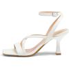 imagemysoft Womens Strappy Stiletto Heels Open Square Toe Ankle Strap Dress Shoes 3 Inch Kitten Heeled SandalsCrosswhite Pu