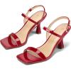 imagemysoft Womens Strappy Stiletto Heels Open Square Toe Ankle Strap Dress Shoes 3 Inch Kitten Heeled SandalsRed Patent