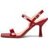 imagemysoft Womens Strappy Stiletto Heels Open Square Toe Ankle Strap Dress Shoes 3 Inch Kitten Heeled SandalsRed Patent