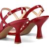 imagemysoft Womens Strappy Stiletto Heels Open Square Toe Ankle Strap Dress Shoes 3 Inch Kitten Heeled SandalsRed Patent