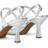 imagemysoft Womens Strappy Stiletto Heels Open Square Toe Ankle Strap Dress Shoes 3 Inch Kitten Heeled SandalsSilver Pu