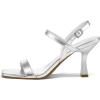 imagemysoft Womens Strappy Stiletto Heels Open Square Toe Ankle Strap Dress Shoes 3 Inch Kitten Heeled SandalsSilver Pu