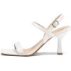 imagemysoft Womens Strappy Stiletto Heels Open Square Toe Ankle Strap Dress Shoes 3 Inch Kitten Heeled SandalsWhite Pu