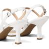 imagemysoft Womens Strappy Stiletto Heels Open Square Toe Ankle Strap Dress Shoes 3 Inch Kitten Heeled SandalsWhite Pu
