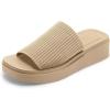 imagemysoft Womens Platform Sandals 18 Inch Slip On Comfortable Knit Open Toe Flatform Chunky Slide SandalsTan