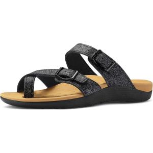 imagemysoft Womens Arch Support Slide Sandals Adjustable Orthopedic Flip Flops Comfortable Walking Summer ShoesBlack Glitter