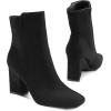 imagemysoft Womens Ankle Boots Square Toe Side Zipper GoGo Boots Chunky Block Heel Mid Calf Low Heeled Short BootiesBlack
