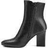 imagemysoft Womens Ankle Boots Square Toe Side Zipper GoGo Boots Chunky Block Heel Mid Calf Low Heeled Short BootiesBlack Pu