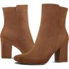 imagemysoft Womens Ankle Boots Square Toe Side Zipper GoGo Boots Chunky Block Heel Mid Calf Low Heeled Short BootiesBrown