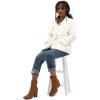 imagemysoft Womens Ankle Boots Square Toe Side Zipper GoGo Boots Chunky Block Heel Mid Calf Low Heeled Short BootiesBrown