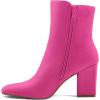 imagemysoft Womens Ankle Boots Square Toe Side Zipper GoGo Boots Chunky Block Heel Mid Calf Low Heeled Short BootiesHot Pink