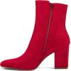 imagemysoft Womens Ankle Boots Square Toe Side Zipper GoGo Boots Chunky Block Heel Mid Calf Low Heeled Short BootiesRed