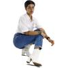imagemysoft Womens Ankle Boots Square Toe Side Zipper GoGo Boots Chunky Block Heel Mid Calf Low Heeled Short BootiesWhite Pu