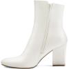 imagemysoft Womens Ankle Boots Square Toe Side Zipper GoGo Boots Chunky Block Heel Mid Calf Low Heeled Short BootiesWhite Pu