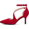 imagemysoft Womens Pumps Pointed Toe Stiletto Ankle Strap Closed Toe Low Heel Wedding Party Dress Shoes Red Suede