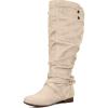 imagemysoft Womens Wide Calf Knee High Boots Flat Tall Boots with Side ZippersBeige Wide Calf