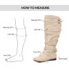 imagemysoft Womens Wide Calf Knee High Boots Flat Tall Boots with Side ZippersBeige Extra Wide Calf