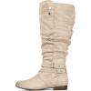 imagemysoft Womens Wide Calf Knee High Boots Flat Tall Boots with Side ZippersBeige Extra Wide Calf