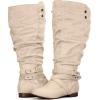 imagemysoft Womens Wide Calf Knee High Boots Flat Tall Boots with Side ZippersBeige Extra Wide Calf