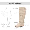 imagemysoft Womens Wide Calf Knee High Boots Flat Tall Boots with Side ZippersBeige Wide Calf