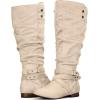 imagemysoft Womens Wide Calf Knee High Boots Flat Tall Boots with Side ZippersBeige Wide Calf