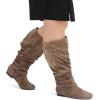 imagemysoft Womens Wide Calf Knee High Boots Flat Tall Boots with Side ZippersBrown Extra Wide Calf