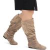 imagemysoft Womens Wide Calf Knee High Boots Flat Tall Boots with Side ZippersTaupe Extra Wide Calf