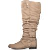 imagemysoft Womens Wide Calf Knee High Boots Flat Tall Boots with Side ZippersTaupe Extra Wide Calf