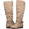imagemysoft Womens Wide Calf Knee High Boots Flat Tall Boots with Side ZippersTaupe Wide Calf