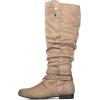 imagemysoft Womens Wide Calf Knee High Boots Flat Tall Boots with Side ZippersTaupe Wide Calf