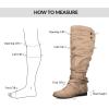 imagemysoft Womens Wide Calf Knee High Boots Flat Tall Boots with Side ZippersTaupe Wide Calf