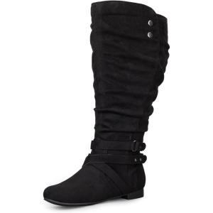 imagemysoft Womens Wide Calf Knee High Boots Flat Tall Boots with Side ZippersBlack Extra Wide Calf
