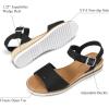imagemysoft Womens Comfortable Wedge Sandals Casual Espadrilles Ankle Strap Open Toe Walking Summer ShoesBlack