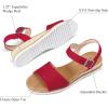 imagemysoft Womens Comfortable Wedge Sandals Casual Espadrilles Ankle Strap Open Toe Walking Summer ShoesRed