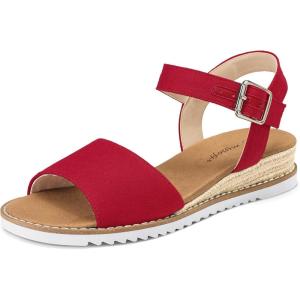 imagemysoft Womens Comfortable Wedge Sandals Casual Espadrilles Ankle Strap Open Toe Walking Summer ShoesRed