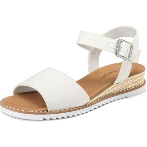 imagemysoft Womens Comfortable Wedge Sandals Casual Espadrilles Ankle Strap Open Toe Walking Summer ShoesWhite
