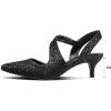 imagemysoft Womens Dress Shoes Low Heels 2 inch Kitten Pumps Slingback Wedding Party MediumWide Width ShoesBlack Glitter