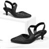 imagemysoft Womens Dress Shoes Low Heels 2 inch Kitten Pumps Slingback Wedding Party MediumWide Width ShoesBlack Glitter